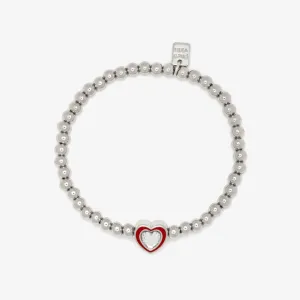 Stone & Enamel Heart Stretch Bracelet