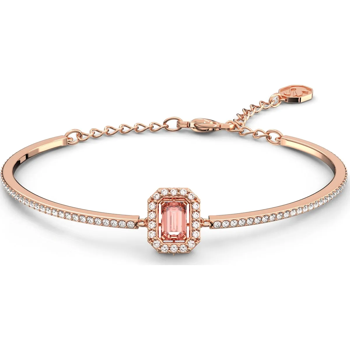 Swarovski Millenia bangle, Octagon cut Swarovski Zirconia, Pink, Rose-gold tone plated 5620555