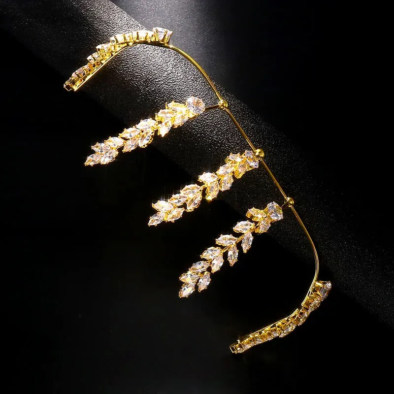 TEEK - Leaf Hand Palm Cubic Zirconia Cuff Bracelet