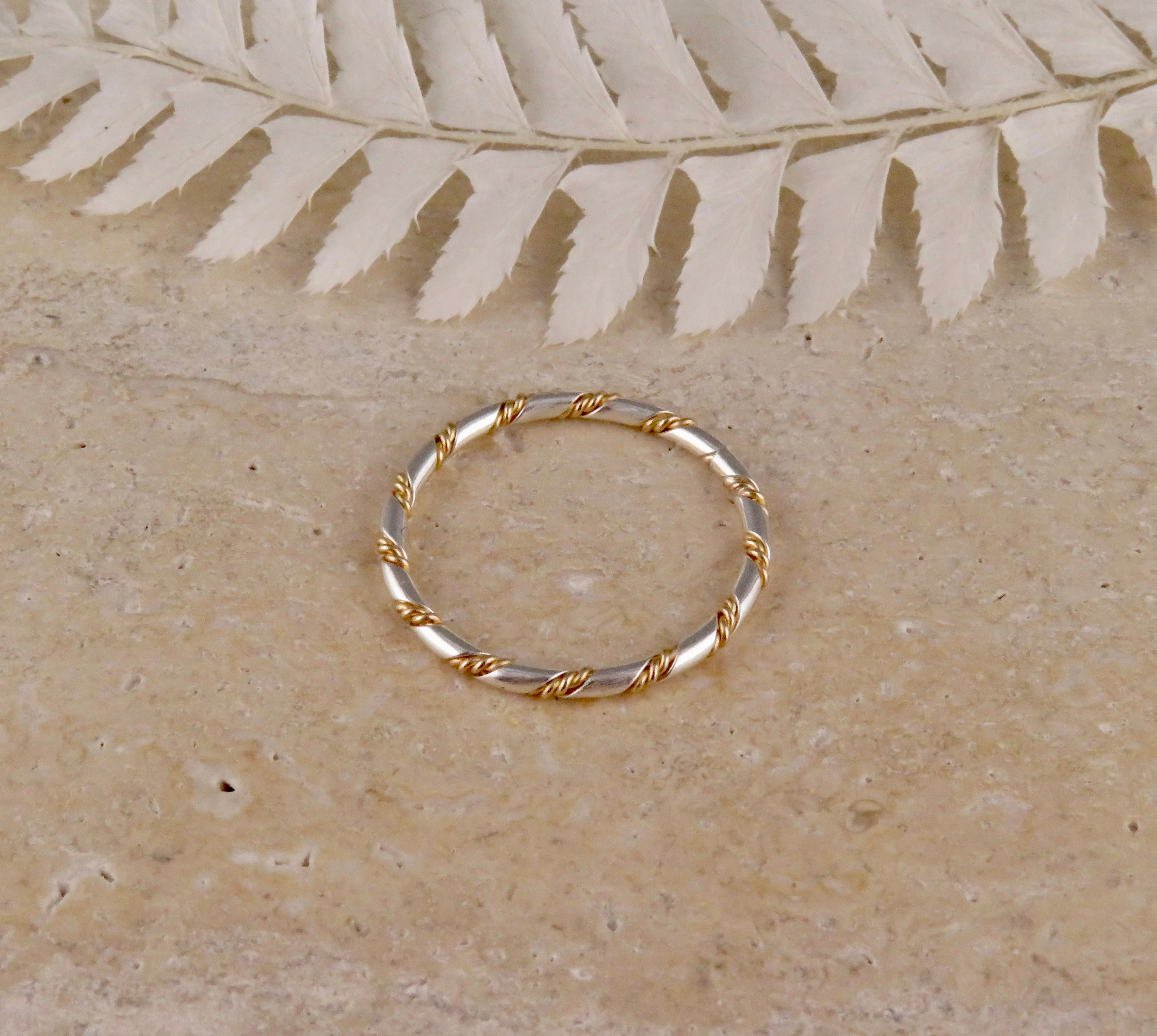 Textured Twist Ring - Silver/Gold