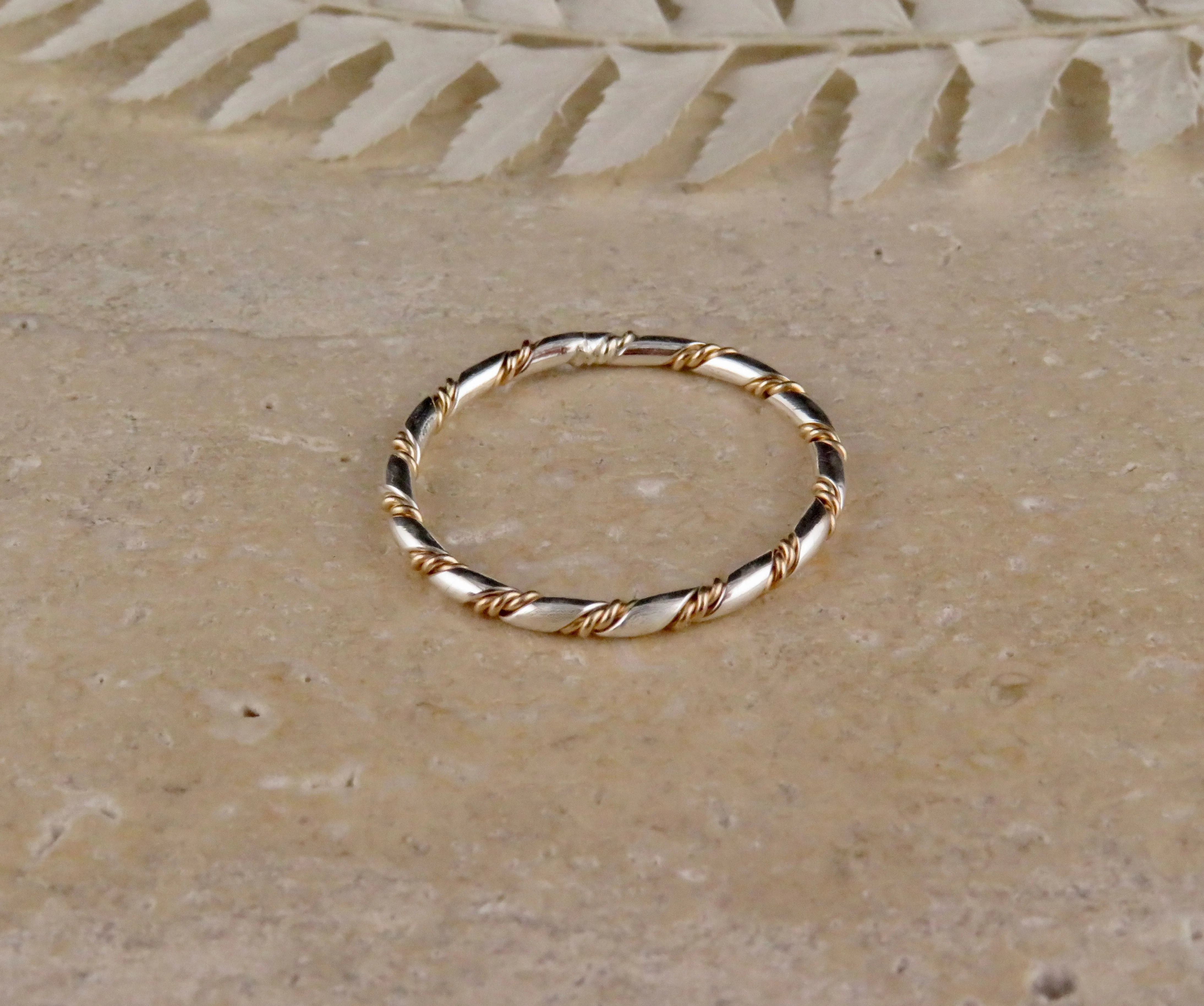 Textured Twist Ring - Silver/Gold