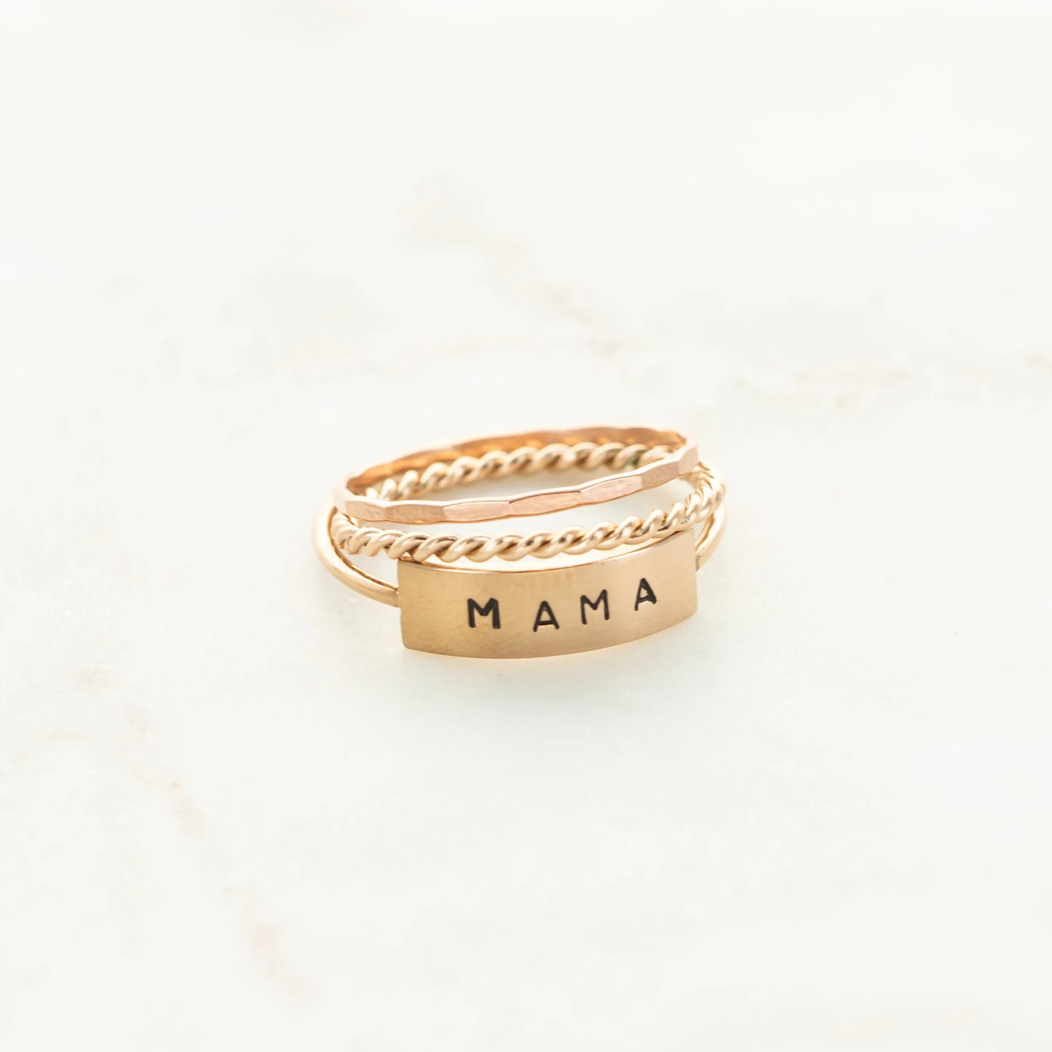 The Heather Hand Stamped Ring Stack