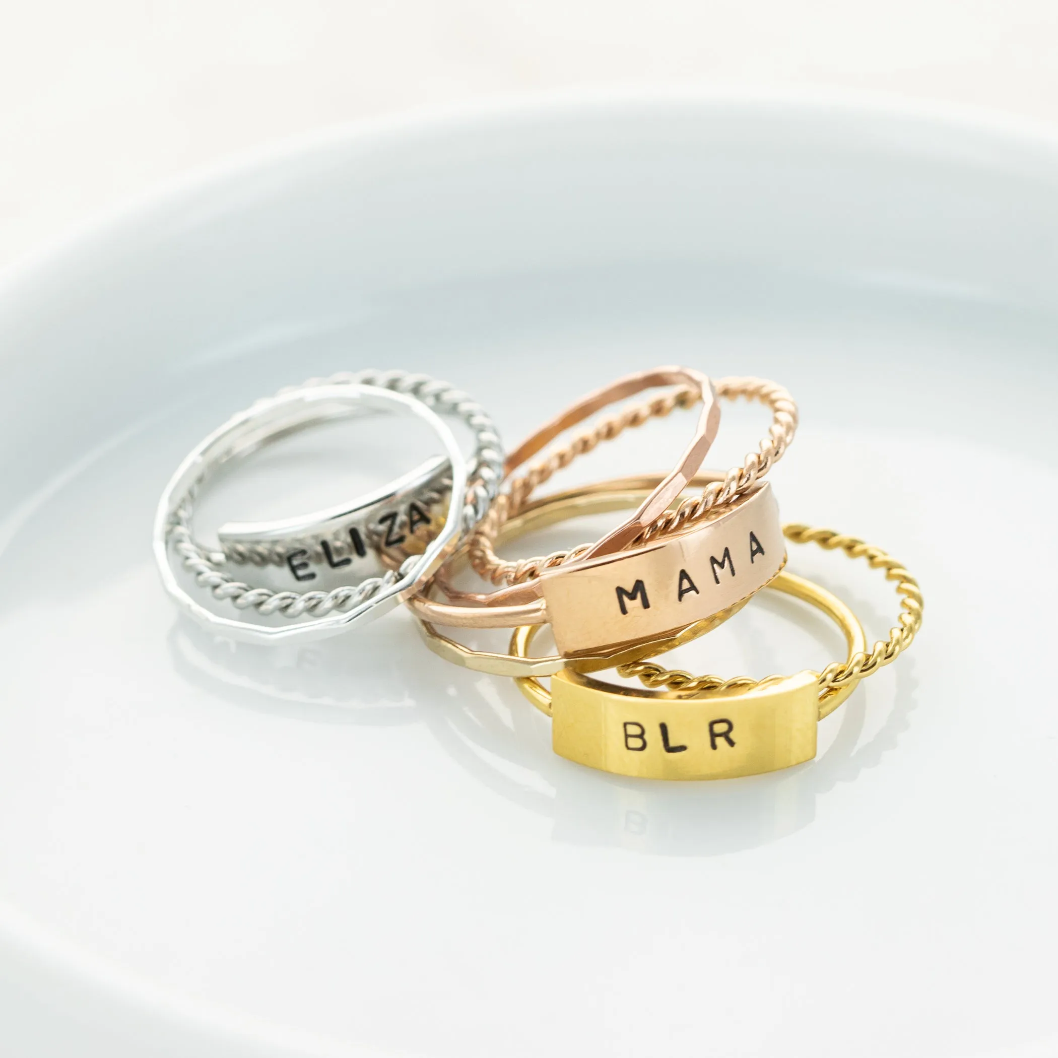 The Heather Hand Stamped Ring Stack