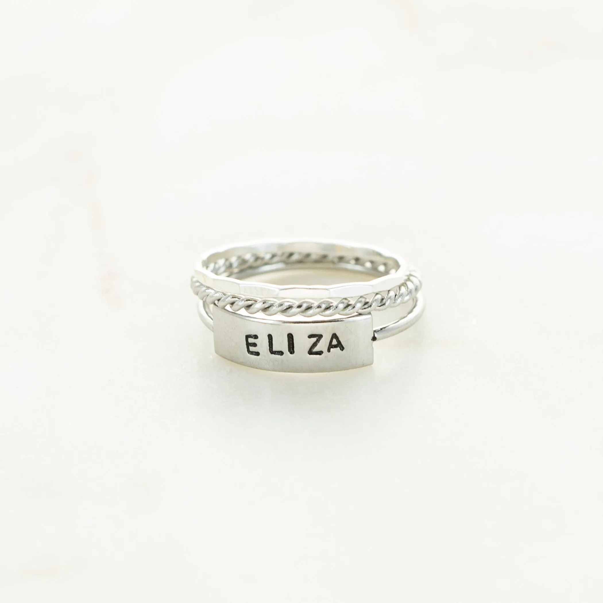 The Heather Hand Stamped Ring Stack