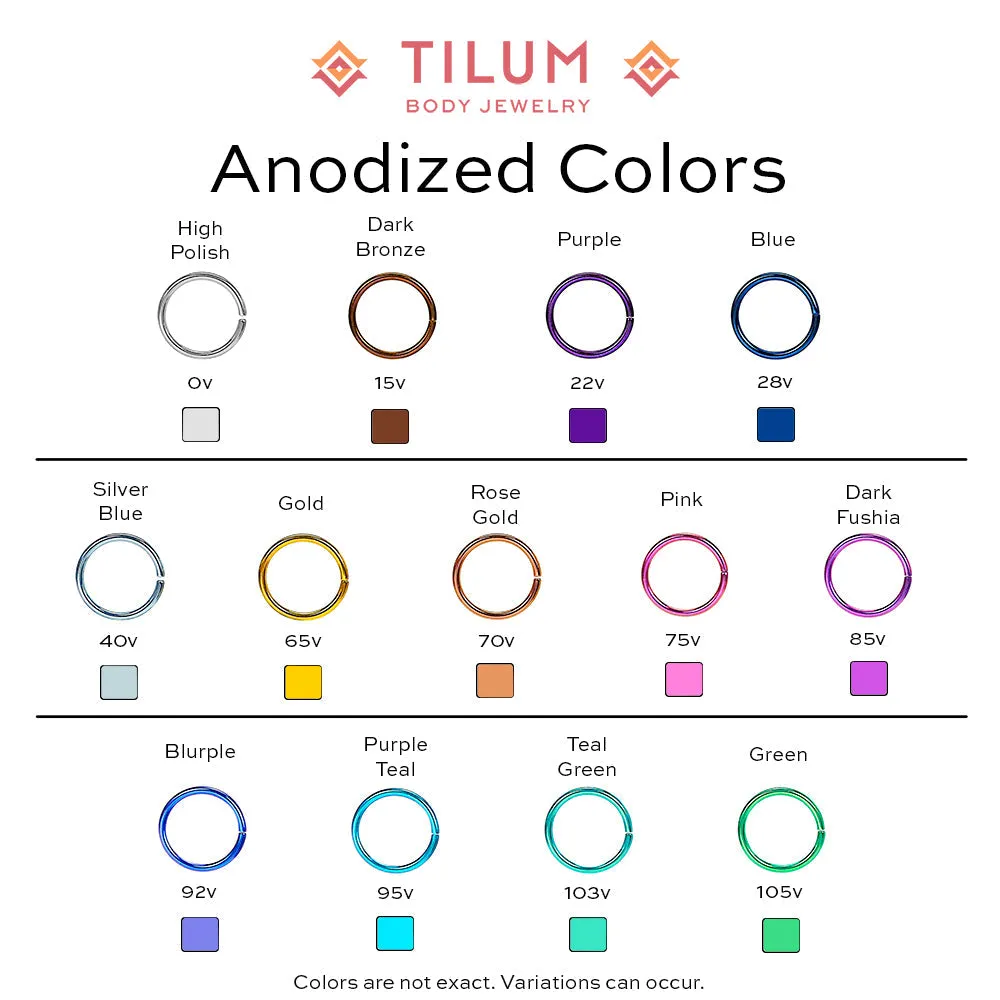 Tilum 14g-12g Internally Threaded Titanium Corner Prong-Set Square Opal Top - 3mm - Price Per 1