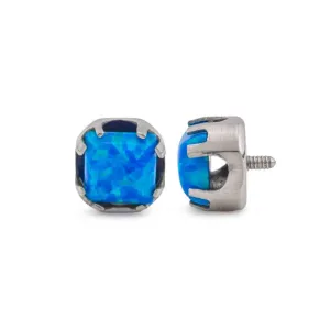 Tilum 14g-12g Internally Threaded Titanium Corner Prong-Set Square Opal Top - 3mm - Price Per 1