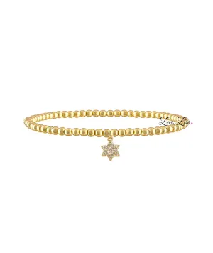 Tiny Little Star of David CZ Beaded Bracelet