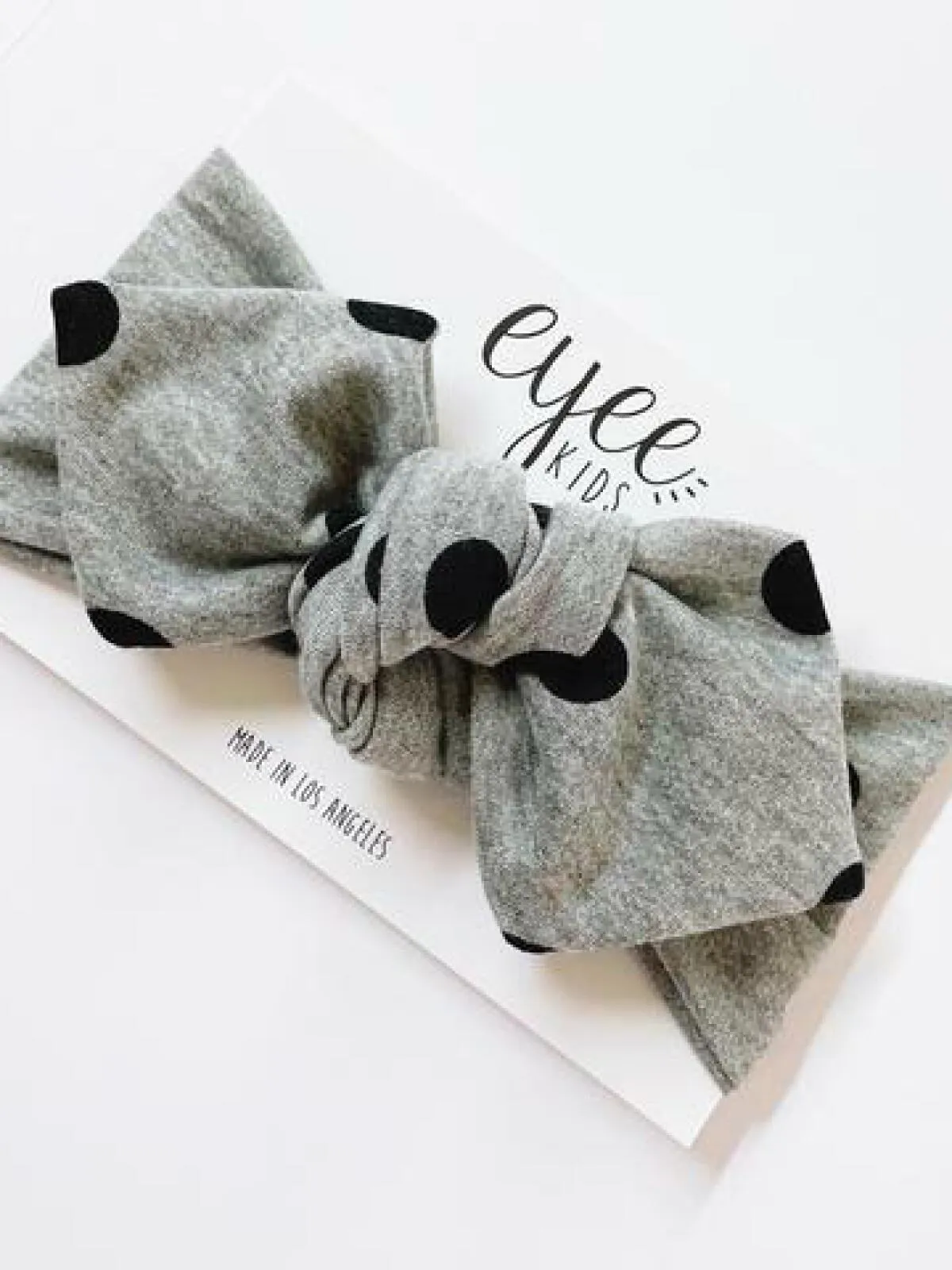 Top Knot Headband, Grey Dots