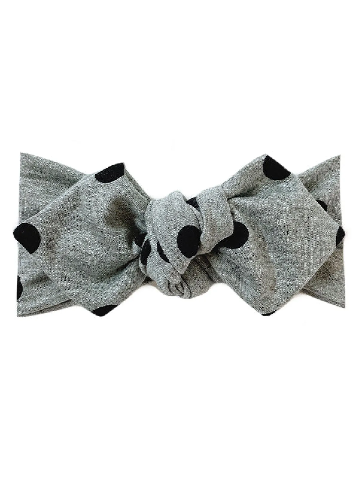 Top Knot Headband, Grey Dots