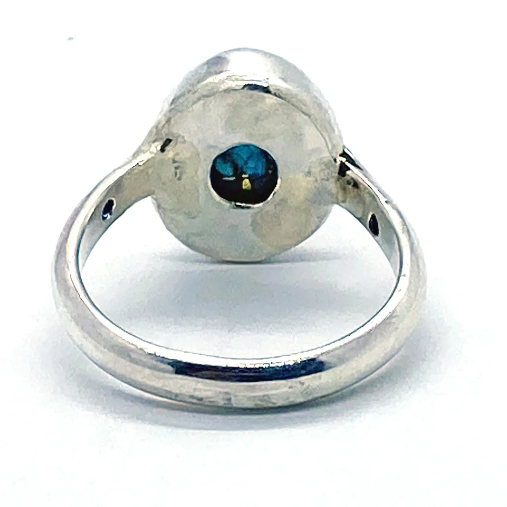 Turquoise & Blue Sapphire Ring (size 6 1/2)