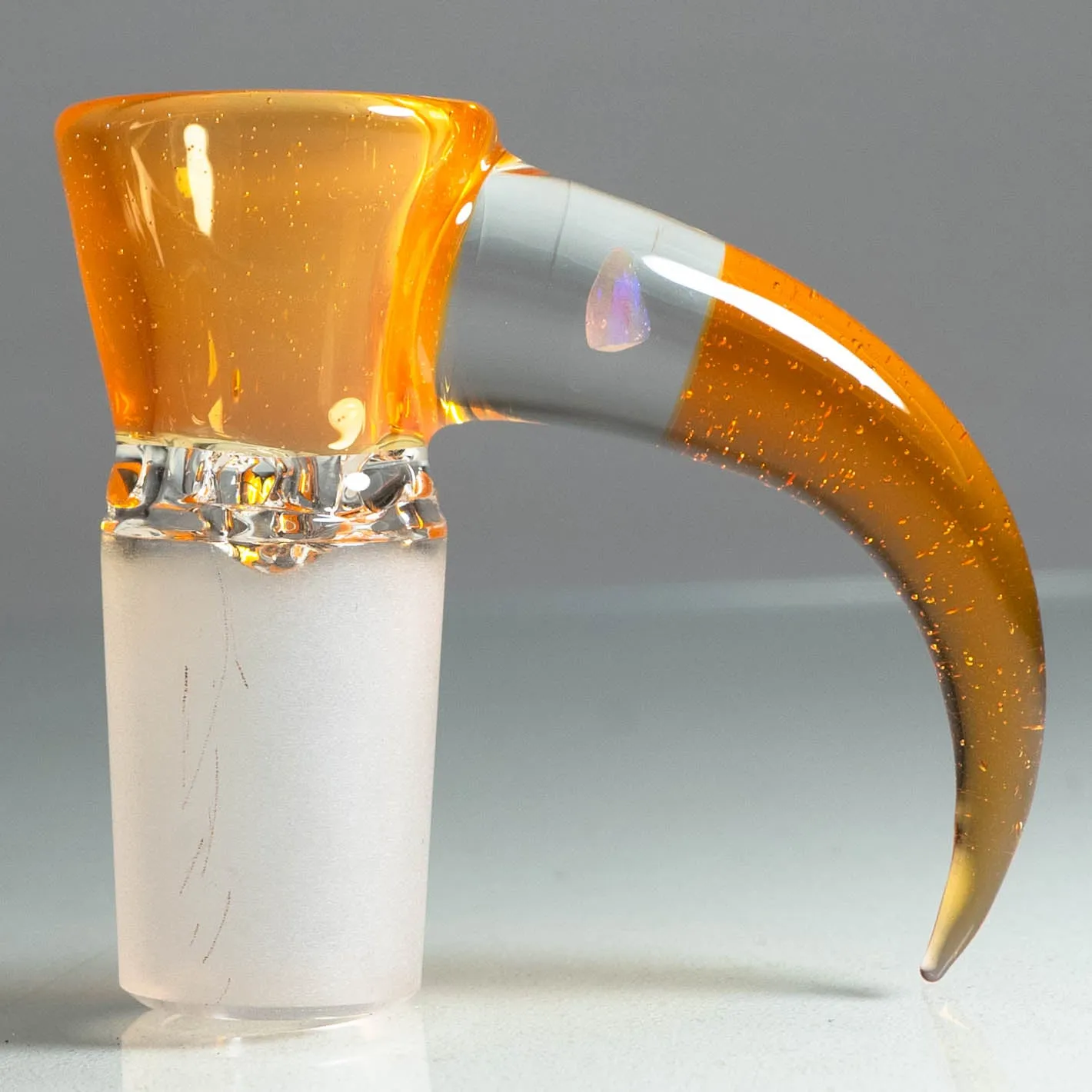 Unity Glassworks - 4 Hole Opal Horn Slide - 18mm - TT. Orange & CFL Terps