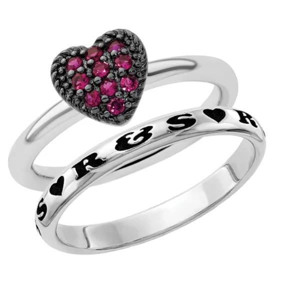 Valentine Personalized Stackable Ruby Heart Bundle