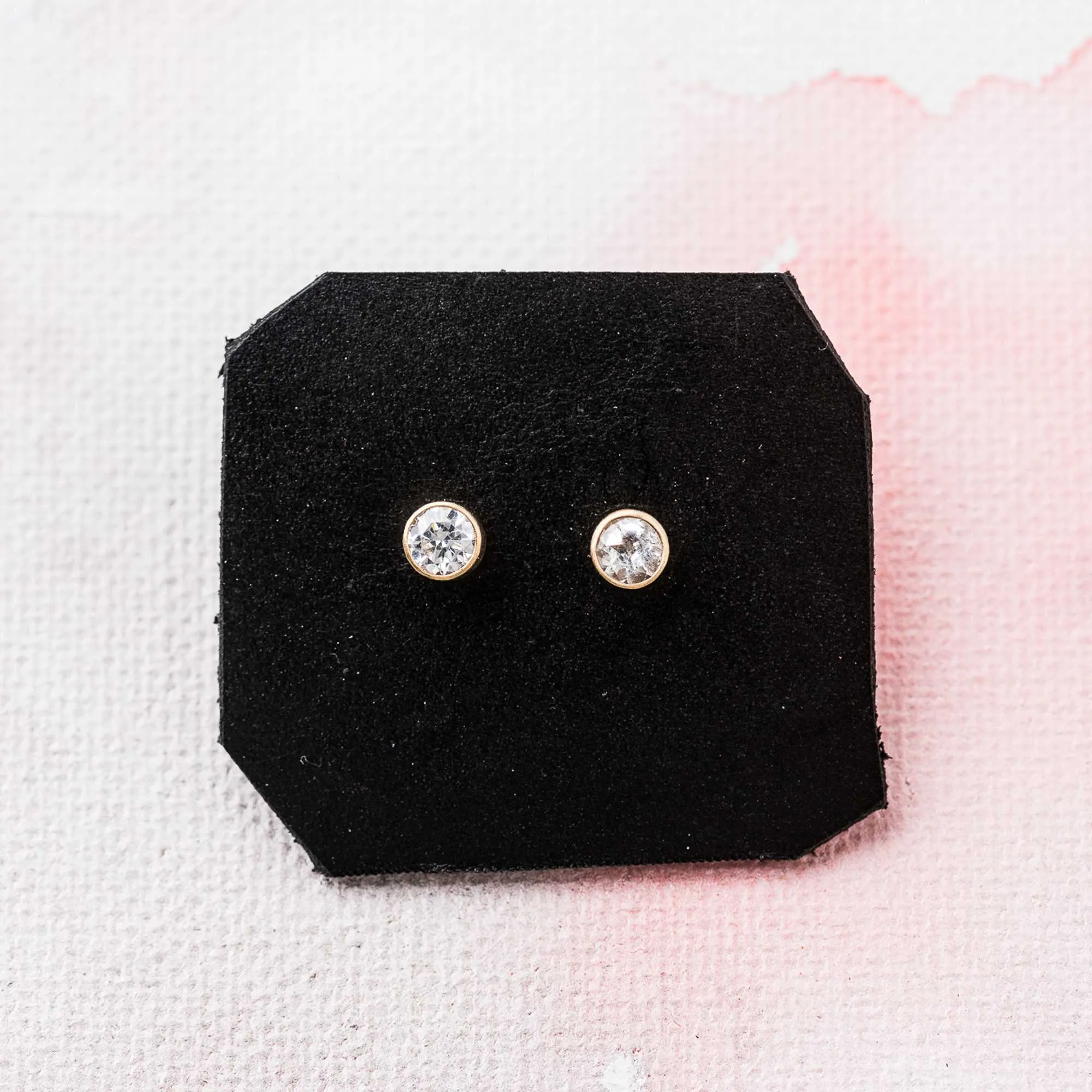 White Topaz Stud Earrings in 14k Gold, 4mm