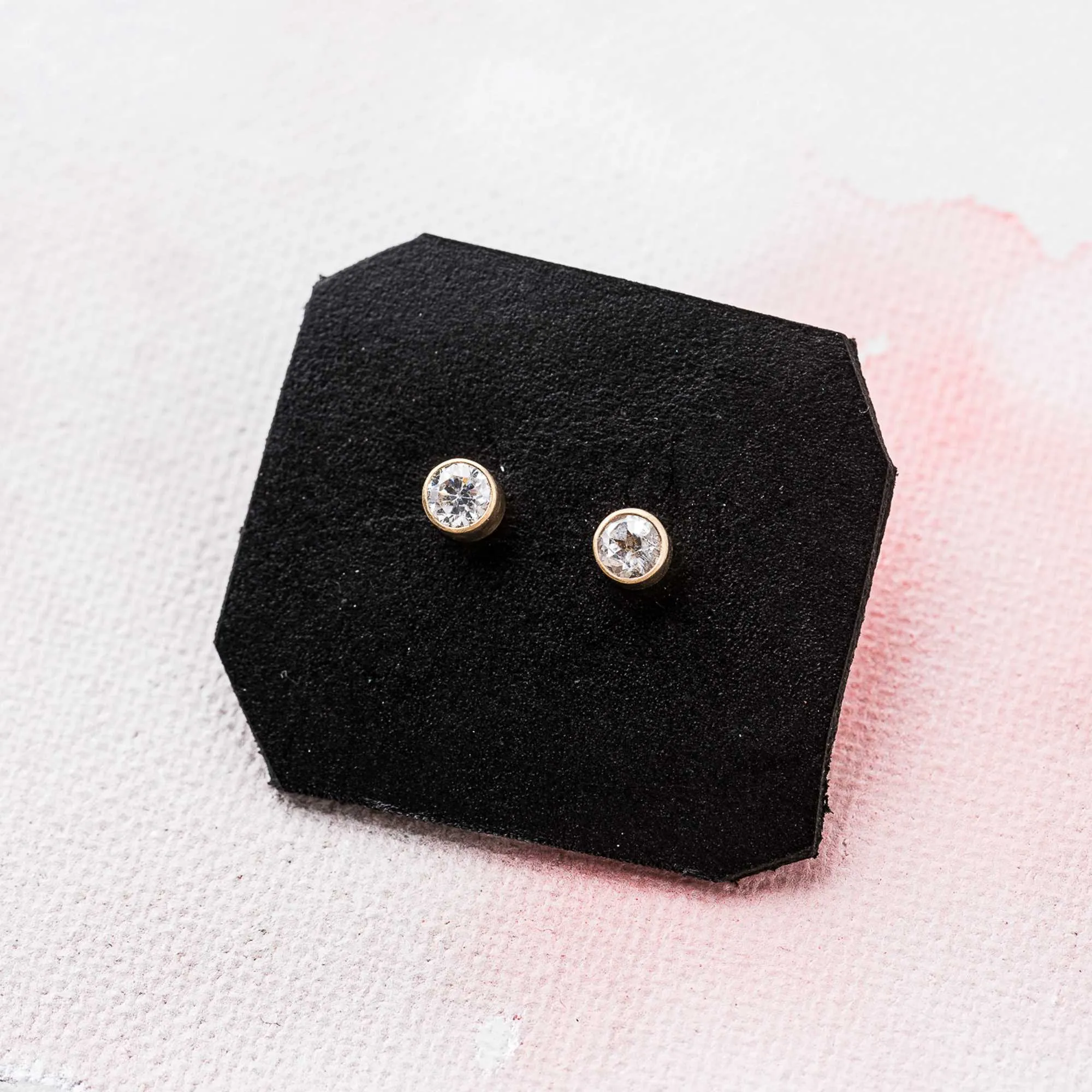 White Topaz Stud Earrings in 14k Gold, 4mm