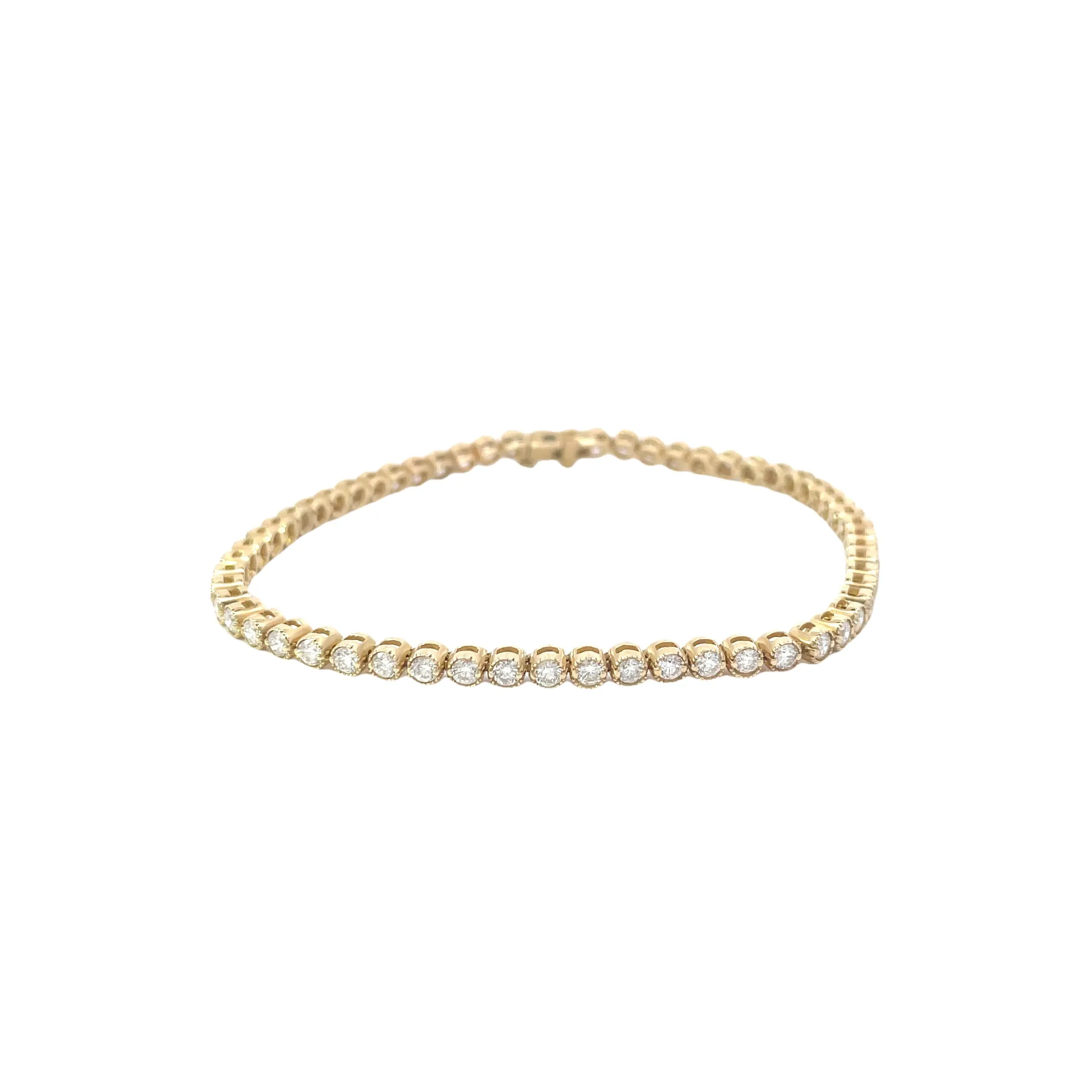 Yellow Gold Detailed Diamond Tennis Bracelet